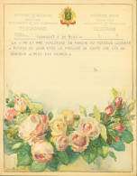 Belgique Télégramme Illustré Fleurs Illustrateur A Tinot Félicitations Mariage Régie Télégraphe Téléphone RTT 25 9 1945 - Télégrammes