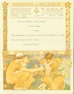 Belgique Télégramme Illustré Mères Enfants Fleurs KONINKRIJK BELGIE Illustrateur Herman Richir Pour Mariage Anvers 1923 - Télégrammes