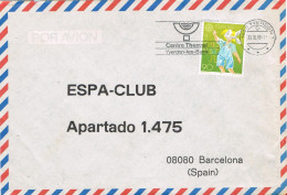 53991. Carta Aerea YVERDON (Suisse) 1989. Comercial Espa-Club Barcelona. CENTRE THERMAL Slogan, Balneario - Covers & Documents
