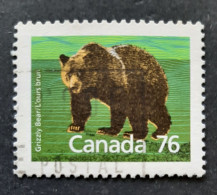 Canada 1989  USED  Sc1178a,   PERF. 12.5 X 13.1,  76c Grizzly Bear, - Usados