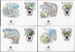 URSS 1987 Y&T 5391 à 5394 Sur FDC. WWF, Ours Polaire - FDC