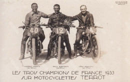 Real Photo Champions France 1933 Moto Terrot Vincent Martin , Paul Boetsch De Nice , Jean Braccini - Moto Sport
