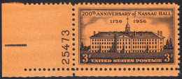 !a! USA Sc# 1083 MNH SINGLE From Lower Left Corner W/ Plate-# 25473 - Nassau Hall - Ungebraucht