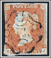 QV 1d Penny Red Imperforate  SG812 Black MX Hrd1 - Used Stamps