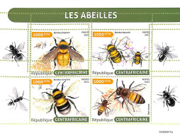 A7344 - CENTRAFRICAINE - ERROR MISPERF Stamp Sheet - 2022- Insects -Honeybees - Honeybees