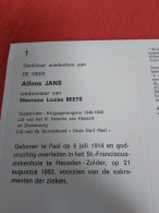 Doodsprentje Alfons Jans Paal 6/7/1914 Heusden Zolder 21/8/1993 ( Louisa Beets ) - Religion & Esotérisme