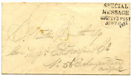 ETATS UNIS - SPECIAL MESSAGE HUSSEY'S POST FREE SUR LETTRE SANS CORRESPONDANCE POUR NEW YORK - Covers & Documents