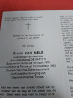Doodsprentje Frans Van Mele / Temse 15/3/1905 - 16/11/1993 ( Anna Amelberga De Maeyer ) - Religion & Esotérisme
