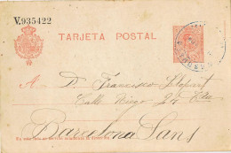 54005. Entero Postal MASQUEFA (Barcelona)  1914. Alfonso XIII Medallon, Fechador Azul - 1850-1931