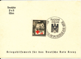 General Government Kriegshilfswerk Für Das Deutsche Reich Radom 1940 Deutsche Post Osten Rote Kreuz Overprinted - Governo Generale