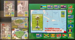 Jamaica 2007, Cricket World Cup, MNH S/S And Stamps Set - Jamaica (1962-...)