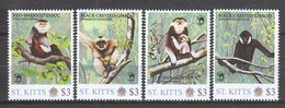 St Kitts - MNH Set BLACK CRESTED GIBBON & RED SHANKED DOUC - Apen