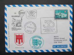 BRIEF Ballonpost Flugpost Meiningen Vorarlberg 1974 //// P3363 - Globos