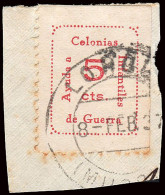 Murcia - Guerra Civil - Em. Local Republicana - Allepuz O 1c - Fragmento Variedad Fallo Puntos Líneas Derecha,... - Spanish Civil War Labels