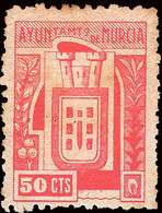 Murcia - Guerra Civil - Em. Local Nacional - S/Cat (*) "Ayuntamiento Murcia - 50cts." - Spanish Civil War Labels