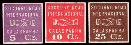 Murcia - Guerra Civil - Em. Local Republicana - Calasparra - Allepuz * 5+6+7 - "Socorro Rojo" - Spanish Civil War Labels