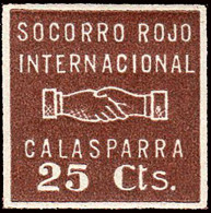 Murcia - Guerra Civil - Em. Local Republicana - Calasparra - Allepuz * 7 - "25 Cts. Socorro Rojo" - Spanish Civil War Labels