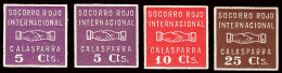 Murcia - Guerra Civil - Em. Local Republicana - Calasparra - Allepuz * 8+9+10+11 - "Socorro Rojo" - Spanish Civil War Labels