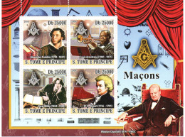 101 - FRANC-MAÇONNERIE (MASONIC)  TOMÉ : Washington - CHURCHILL - MOZART - PUSHKIN - WILDE : Feuillet Maçonnique - Francmasonería