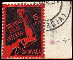 Murcia - Guerra Civil - Em. Local Republicana - Caravaca - Allepuz O 2 - Fragmento "Socorro Rojo" - Verschlussmarken Bürgerkrieg