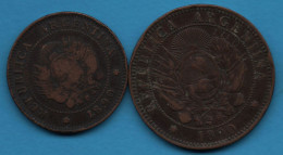 ARGENTINA LOT 1 + 2 CENTAVOS 1890 KM# 32 + 33 - Argentina