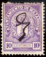 Murcia - Guerra Civil - Em. Local Nacional - Mazarrón - S/Cat O  "10cts. Ayuntamiento Mazarrón" - Spanish Civil War Labels