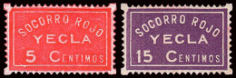 Murcia - Guerra Civil - Em. Local Republicano - Yecla - Allepuz * 1/2 - "Socorro Rojo" - Spanish Civil War Labels