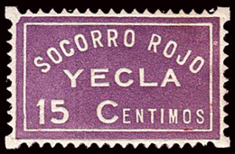 Murcia - Guerra Civil - Em. Local Republicano - Yecla - Allepuz ** 2 - "15cts. Socorro Rojo" - Spanish Civil War Labels
