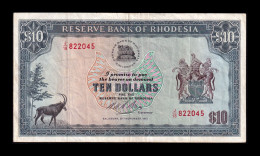 Rodesia Rhodesia 10 Dollars 1973 Pick 33e Mbc Vf - Rhodesië