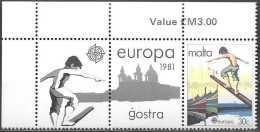 Malta 1981 Europa Cept WITH LABEL ! AVEC VIGNETTE Mi.no. 629 MNH ** Postfr. Neuf - 1981