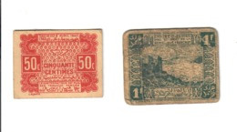 Marocco Morocco Maroc EMPIRE CHERIFIEN 1 Francs 1944 + 50 Centimes  LOTTO 2196 - Morocco