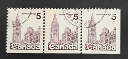 Canada 1979  USED  Sc797a,  3 X 5c Booklet Stamps, Parliament - Usati