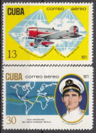 CUBA 1971, PLANE And FLIGHT ROUTE From CAMAGUAY To SEVILLE, COMPLETE MNH SERIES With GOOD QUALITY, *** - Ungebraucht