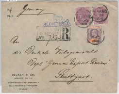 51919 - Malaysia STRAITS SETTLEMENTS  - POSTAL HISTORY - Mixed Franking On Cover From PENANG To GERMANY 1902 - Straits Settlements