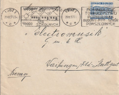 Pologne Omec Lodz Sur Lettre Pour L'Allemagne 1937 - Lettres & Documents