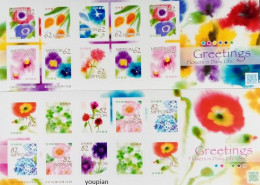 Japan 2019, Greetings - Flowers, Two MNH S/S - Unused Stamps