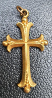 Médaille Croix Cuivre Doré Début XXe - Religious Cross - Religion & Esotérisme