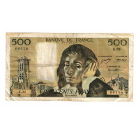 France, 500 Francs, Pascal, 1973, K.32, B, Fayette:71.9, KM:156b - 500 F 1968-1993 ''Pascal''