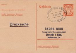 DANTZIG DANZIG GDANSK Entier 177 (o) 1937 Ganzsache Stationary - Postal  Stationery