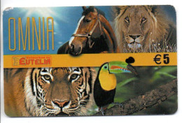 Cheval Lion Leo Carte Prépayée Telefono Italie OMNIA  Card  (D 1027) - Autres & Non Classés