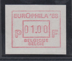 Belgien FRAMA-ATM Sonderausgabe EUROPHILA `88 Von VS **  - Sonstige & Ohne Zuordnung