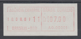 Brasilien FRAMA-ATM AG.00001, Wert 07,00 Cr$, Druckdatum 10.06.81 Von VS **  - Franking Labels