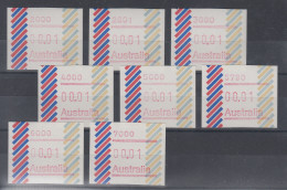 Australien Frama-ATM 1. Ausgabe 1984, Balken, Serie 8 Postcodes 2000-7000 Kpl ** - Automatenmarken [ATM]