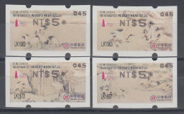 China Taiwan Nagler-ATM Kraniche, Stern 8-strahlig Gerade, Mi.-Nr. 7.3e - 10.3e - Automatenmarken