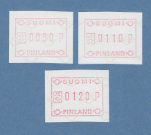 Finnland 1982 FRAMA-ATM Posthörner,  Mi.-Nr. 1.1 S1 Satz 90-110-120 **  - Automaatzegels [ATM]