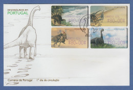 Portugal 1999 ATM Dinosaurier 4 Motive Mi.-Nr. 24-27. Z2 (Amiel) Auf Offiz. FDC - Timbres De Distributeurs [ATM]