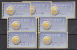 Portugal 2002 ATM €-Einführung SMD Mi-Nr. 40.1.Satz 7 Werte 0,30 - 1,75 **  - Machine Labels [ATM]