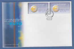 Portugal 2002 ATM €-Einführung SMD Mi-Nr. 40.1.Z2 Satz 2 Werte AZUL 43-175 FDC - Machine Labels [ATM]