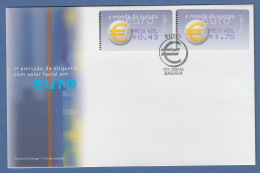 Portugal 2002 ATM €-Einführung Amiel Mi-Nr 40.2.2 Z2 Satz AZUL 0,43 / 1,75 FDC - Automatenmarken [ATM]