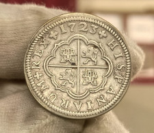 España Spain Felipe V - 2 Reales 1723 SJ Sevilla Km 297 Plata - Autres & Non Classés